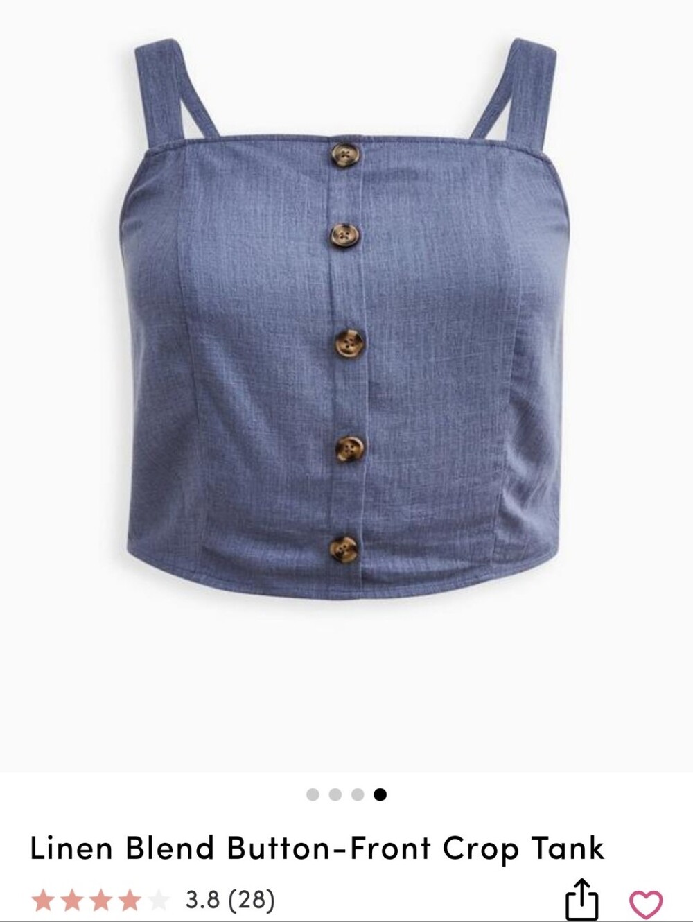 torrid navy blue button-front Crop camisole